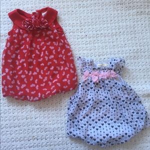NWOT Two heart rompers